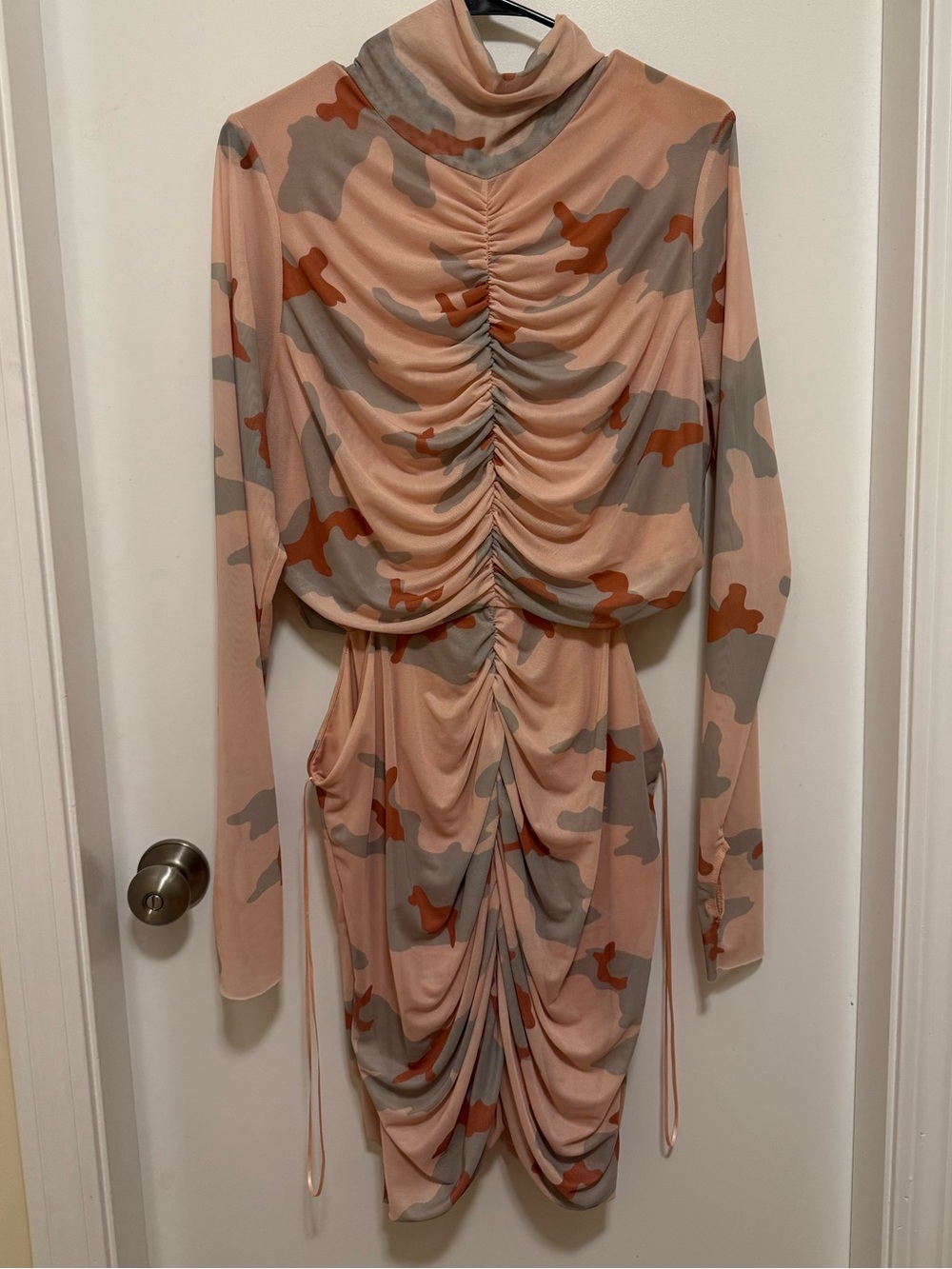 Turtle Neck Long Sleeve Pink Camo Dress